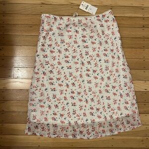 White Floral Midi / knee length Skirt - NWT